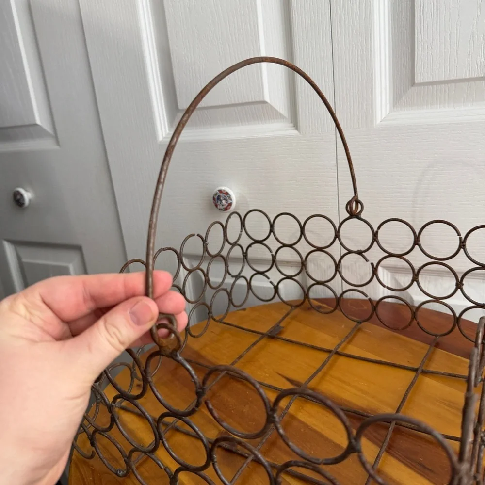Metal square basket with handle storage decor